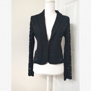 INC International Concepts Black lace blazer S